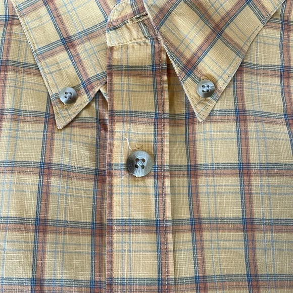 Columbia Men’s plaid short sleeved button down shirt Mustard Yellow Size L - Picture 7 of 13